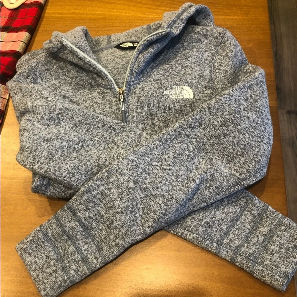 Great condition Women’s North Face hooded jacket size xs light blue speckled - Picture 5 of 17
